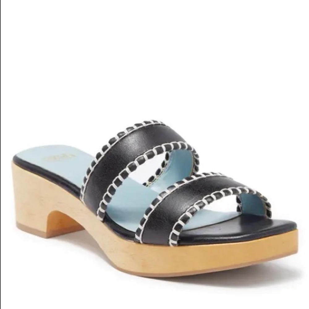 FRANCES VALENTINE Wood Platform Clog Sandals Size 9